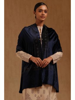 Soch - Womens Navy Blue Velvet Solid Shawl
