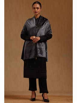 Soch - Womens Grey Velvet Solid Shawl
