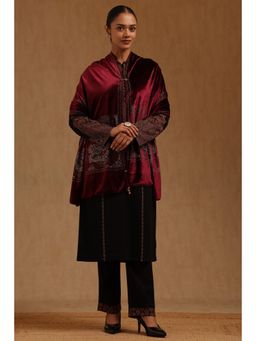 Soch - Womens Brick Red Velvet Shawl