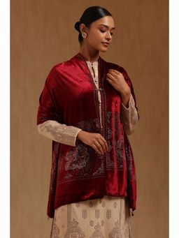 Soch - Womens Maroon Velvet Shawl