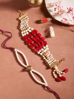 Gahan - Maroon Bhai Bhabhi Rakhi Set