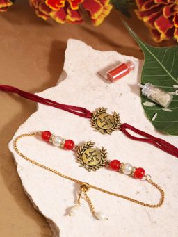 Gahan - Maroon Bhai Bhabhi Rakhi Set