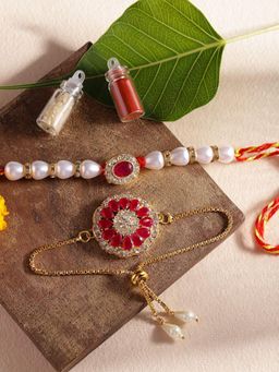 Gahan - Red Bhai Bhabhi Rakhi Set