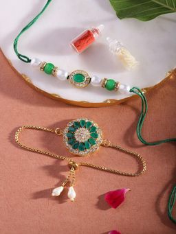 Gahan - Green Bhai Bhabhi Rakhi Set