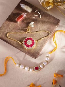 Gahan - Red Bhai Bhabhi Rakhi Set