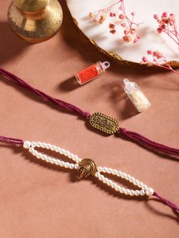 Gahan - Maroon Bhai Bhabhi Rakhi Set
