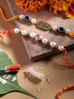 Gahan - White Bhai Bhabhi Rakhi Set