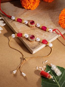 Gahan - Red Bhai Bhabhi Rakhi Set