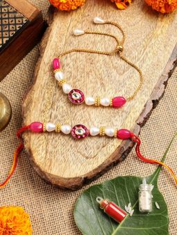 Gahan - Pink Bhai Bhabhi Rakhi Set