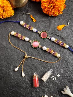 Gahan - Pink Bhai Bhabhi Rakhi Set