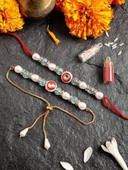 Gahan - Aqua Bhai Bhabhi Rakhi Set