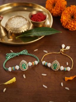 Gahan - Green Bhai Bhabhi Rakhi Set