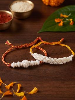 Gahan - White Bhai Bhabhi Rakhi (Pack of 2)