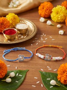 Gahan - Silver Bhai Bhabhi Rakhi Set