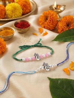Gahan - Silver Bhai Bhabhi Rakhi (Pack of 2)