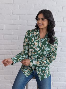 Polago Clothing - Green Cotton Printed Shirt