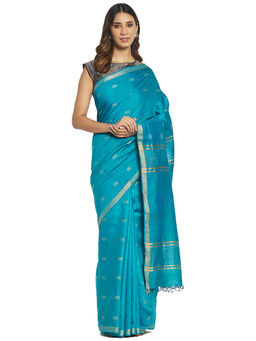 Fabindia - Blue Butti Silk Saree