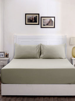 Maspar - Colorart Slumber Solid 200 Tc Cotton Wild Dove Single Bed Sheet With 1 Pillow Cover