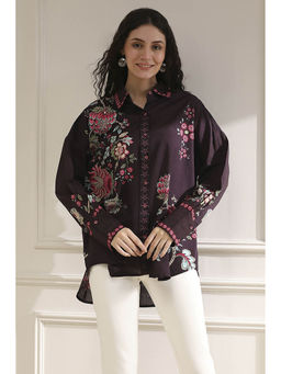 Biba - Women Brown Cotton Floral Shirt
