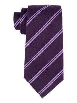 The Tie Hub - Purple Double Stripes Silk Necktie