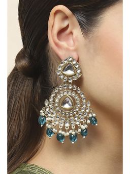 Rangriti - Women's Teal Oxidised Alloy Earrings