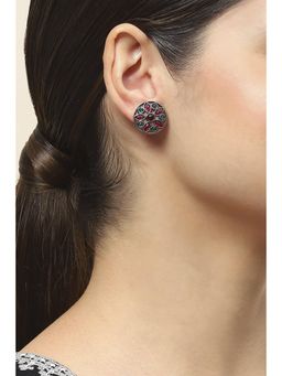 Rangriti - Multi-Color Women's Pink Green Oxidised Alloy Earrings