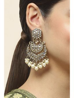 Rangriti - Women's Off White Oxidised Alloy Earrings