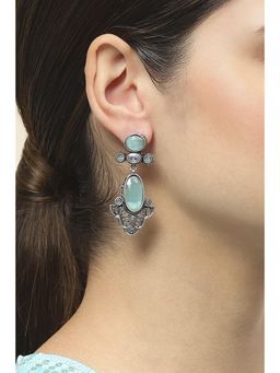 Rangriti - Women's Apple Green Oxidised Alloy Earrings