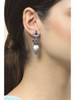 Rangriti - Multi-Color Women's Antique Rose Oxidised Alloy Earrings
