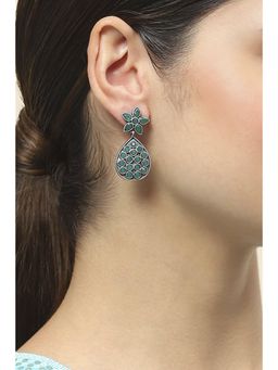 Rangriti - Women's Apple Green Oxidised Alloy Earrings