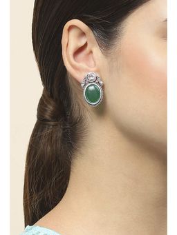 Rangriti - Women's Apple Green Oxidised Alloy Earrings