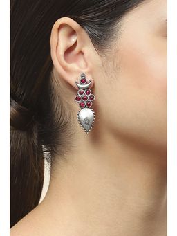 Rangriti - Pink Women's Antique Rose Oxidised Alloy Earrings