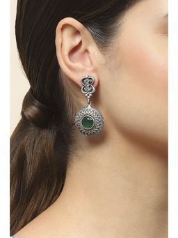 Rangriti - Women's Apple Green Oxidised Alloy Earrings