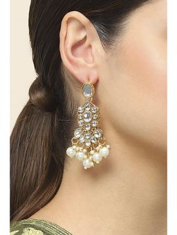 Rangriti - Women's Off White Oxidised Alloy Earrings