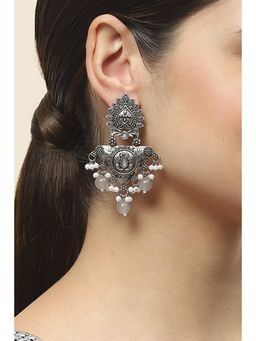 Rangriti - Women's Grey Oxidised Alloy Earrings