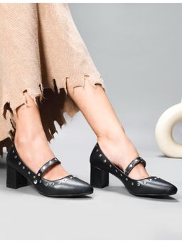 SHUZ TOUCH - Black Studded Maryjane Pump Heels