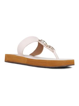 Inc.5 - Women White Casual Solid T-Strap Slip On Sandals