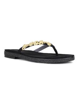 Inc.5 - Women Black Casual Solid T-Strap Flats