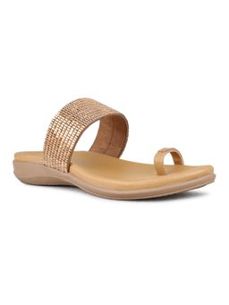 Inc.5 - Women Golden Party Wear Embellished One Toe Sandals