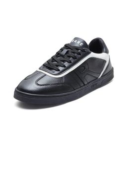 Rare Rabbit - Men Dual Primary Black Micro Leather Sneakers
