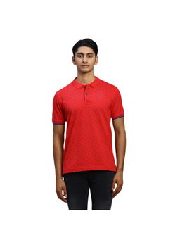 ColorPlus - Tailored Fit Printed Medium Red Polo T-Shirt