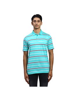ColorPlus - Classic Fit Striped Medium Green Polo T-Shirt