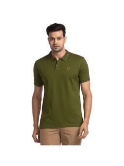 ColorPlus - Regular Fit Solid Fancy Green Polo T-Shirt