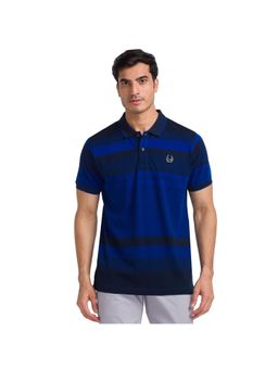 ColorPlus - Tailored Fit Woven Design Dark Blue Polo T-Shirt