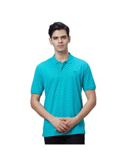 Park Avenue - Slim Fit Printed Medium Green Polo T-Shirt