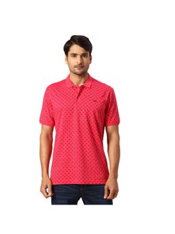 Park Avenue - Slim Fit Printed Medium Red Polo T-Shirt