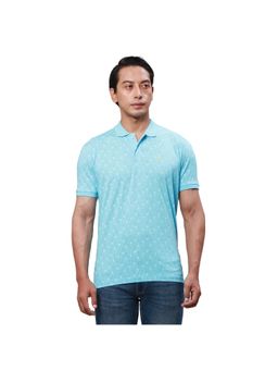 Park Avenue - Slim Fit Printed Medium Blue Polo T-Shirt