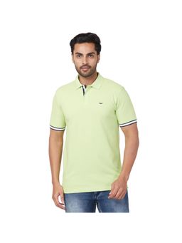 Park Avenue - Slim Fit Solid Medium Green Polo T-Shirt