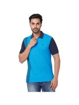 Park Avenue - Slim Fit Solid Medium Blue Polo T-Shirt