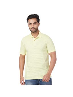 Park Avenue - Slim Fit Striped Light Yellow Polo T-Shirt